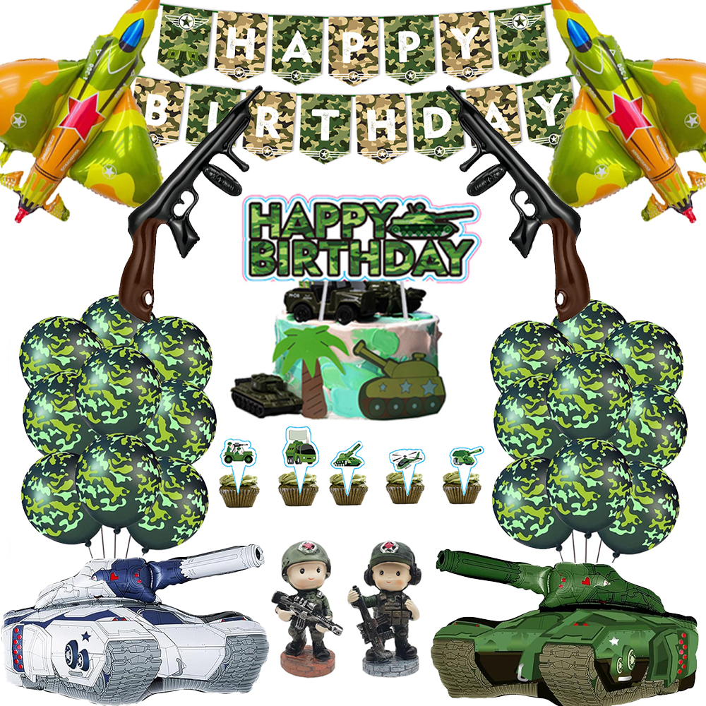 Car Accessories Banner - Army Camouflage Party Foil Tank Plane