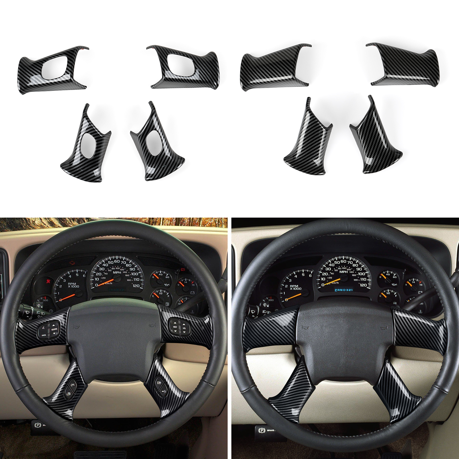 Car Accessories Xl - ABS Steering Wheel Panel Cover, Carbon
