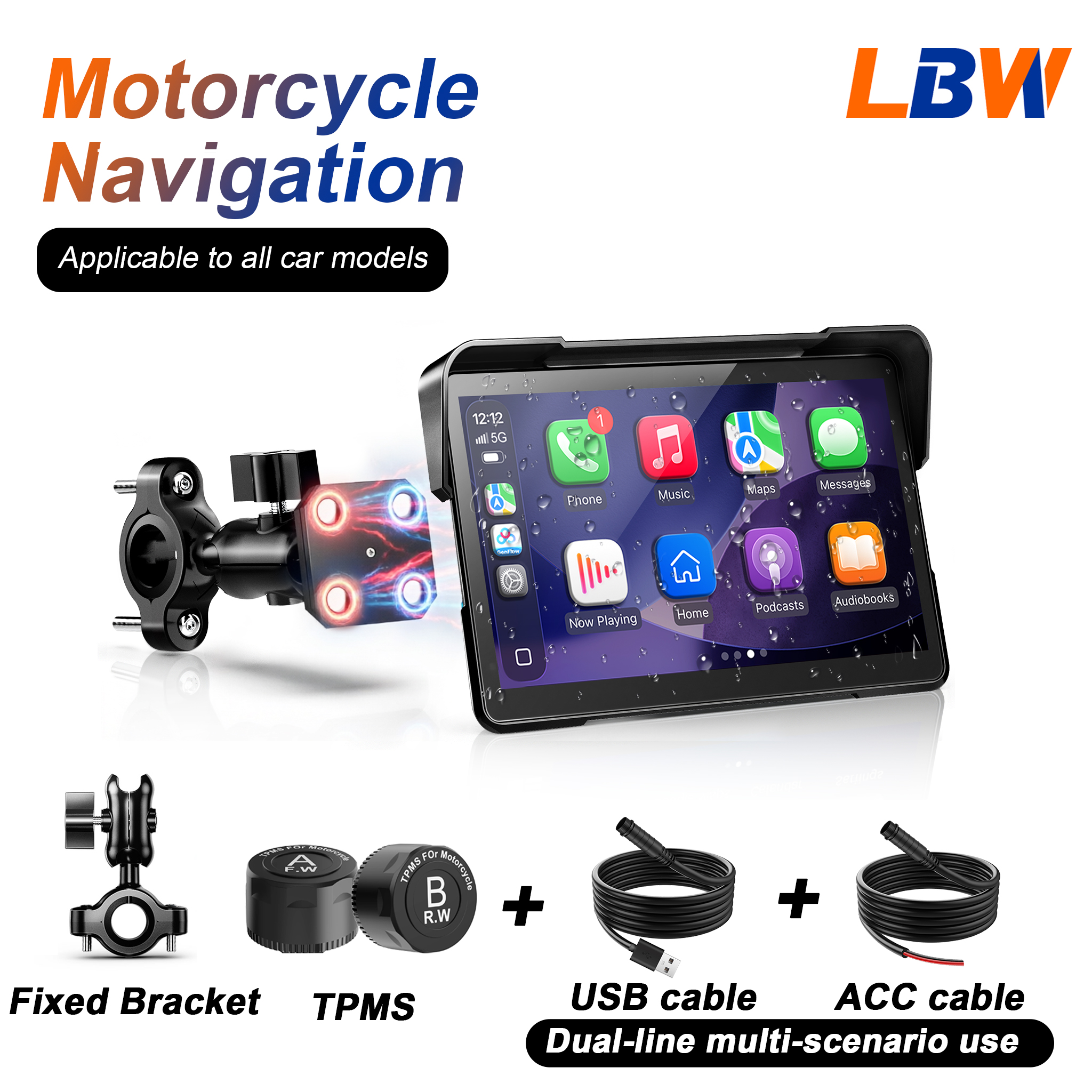 Tire Pressure Monitor - LBW 5-6-7 inch Motorcycle CarPlay For