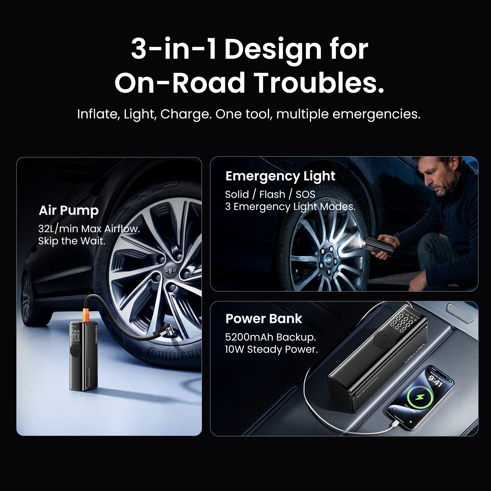 Vention Car Air Pump 5200Mah P - Car Portable Tire Inflator recensie en prijs