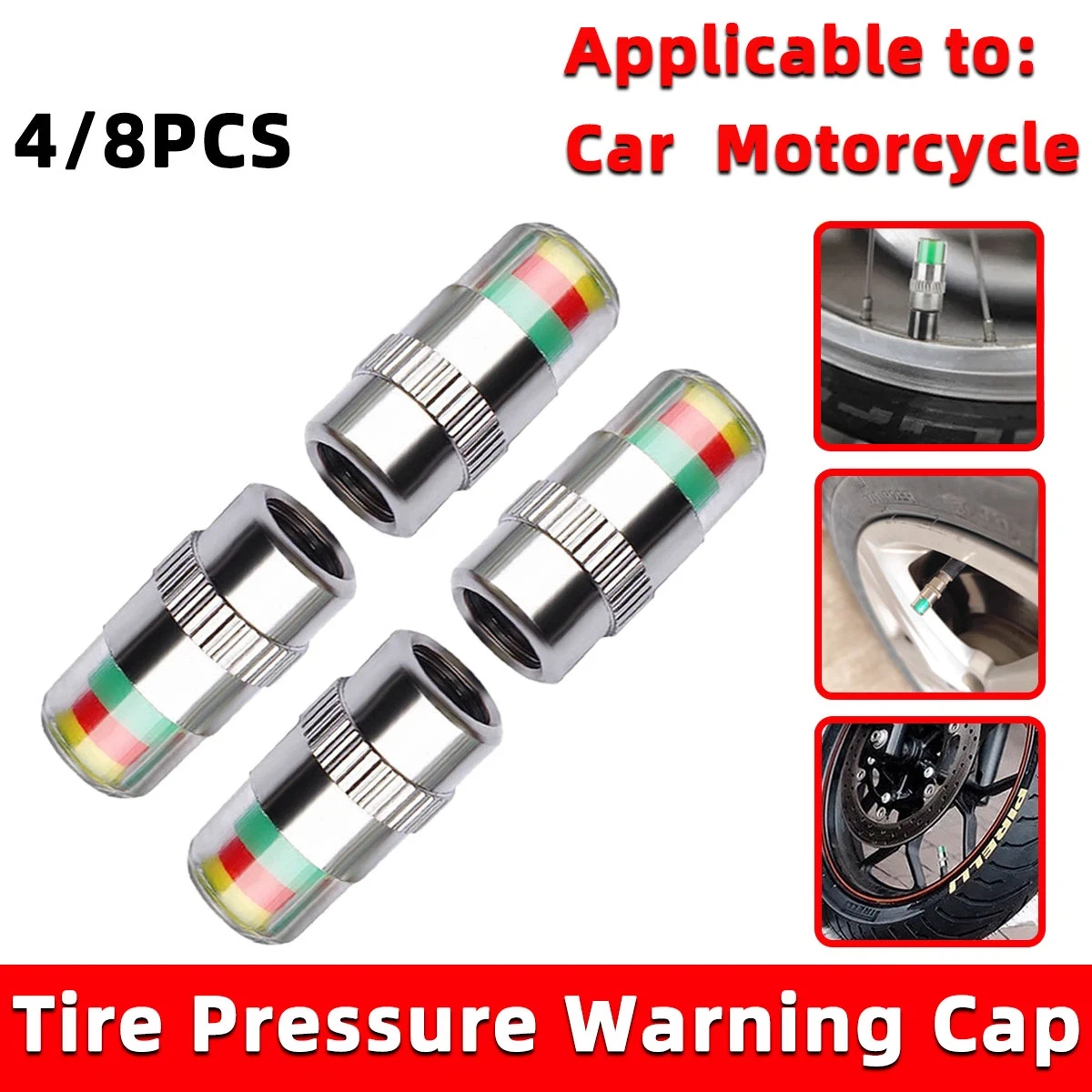 4/8PCS Car Tire Valve Caps wit - Tire Pressure Monitor recensie en prijs