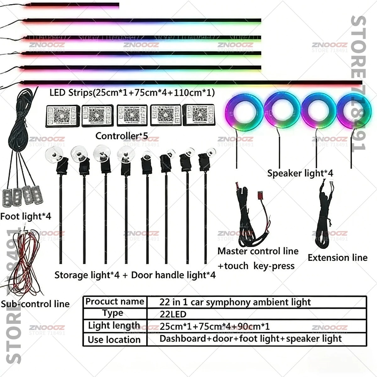 22in1 RGB Car Interior Acrylic - Car Accessories Xl recensie en prijs